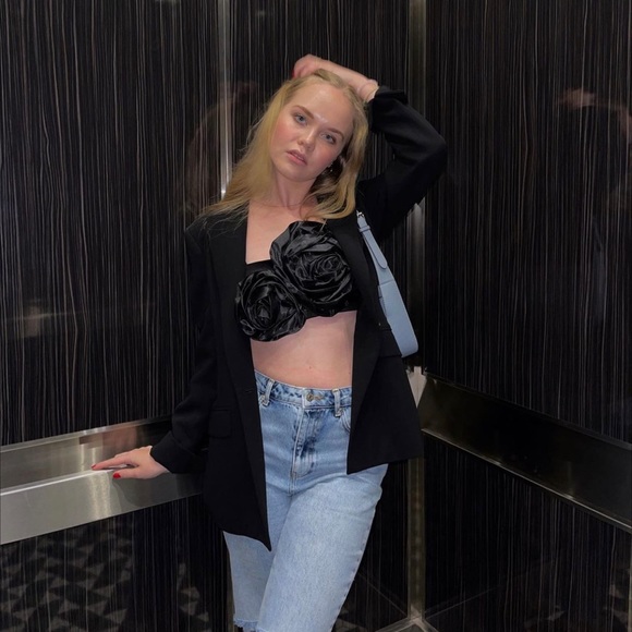 🖤 ZARA BNWT FLORAL APPLIQUÉ TOP • SIZE SMALL 🖤 - Picture 12 of 16